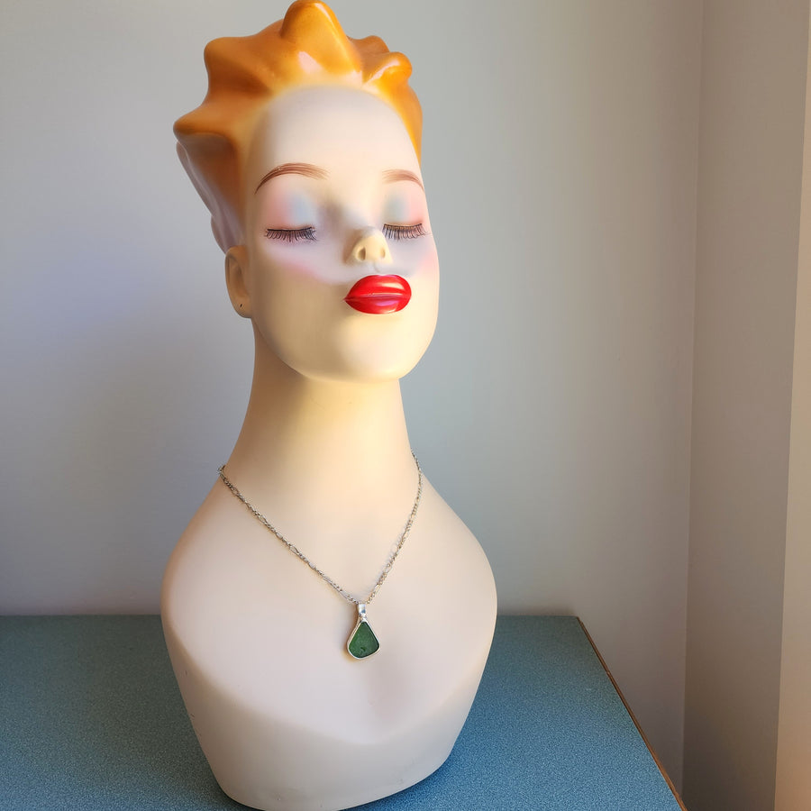 SOLD - Authentic Green Beach Glass Necklace