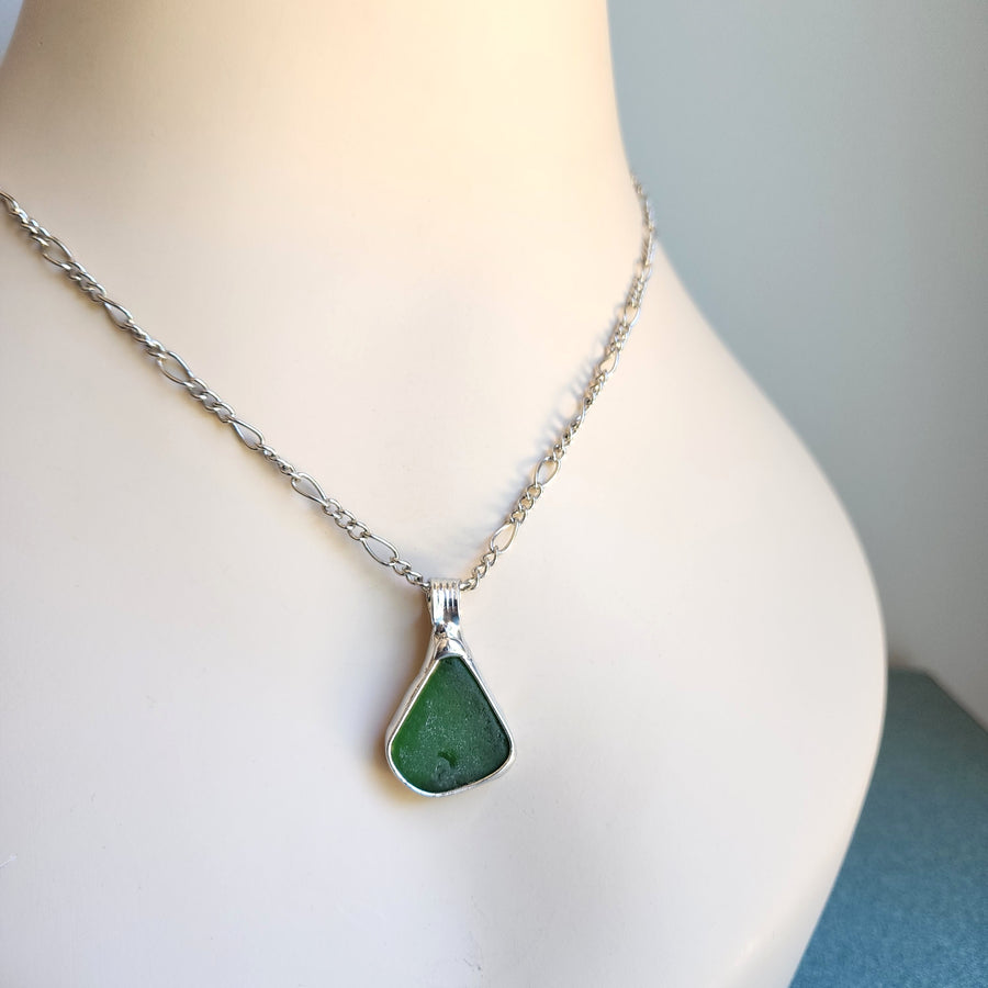SOLD - Authentic Green Beach Glass Necklace