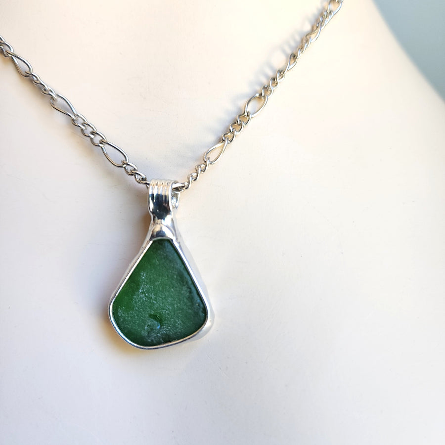 SOLD - Authentic Green Beach Glass Necklace