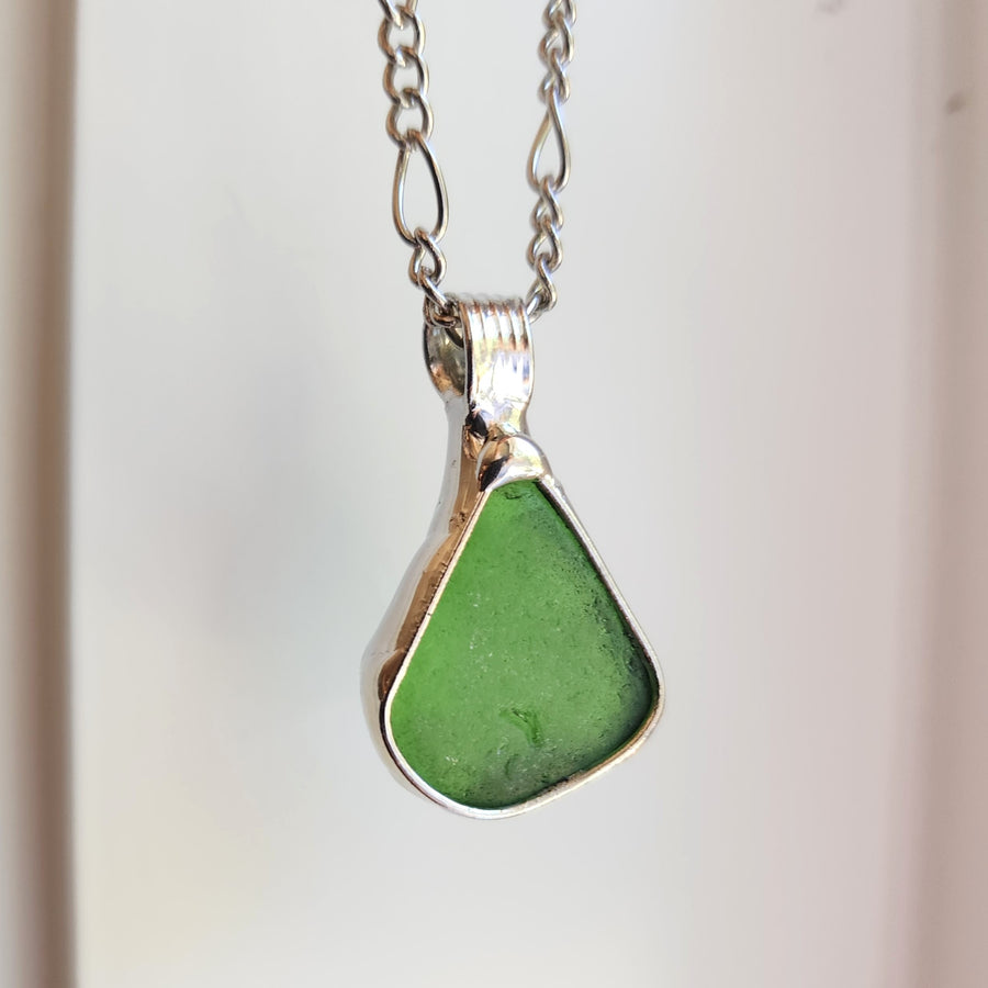 SOLD - Authentic Green Beach Glass Necklace