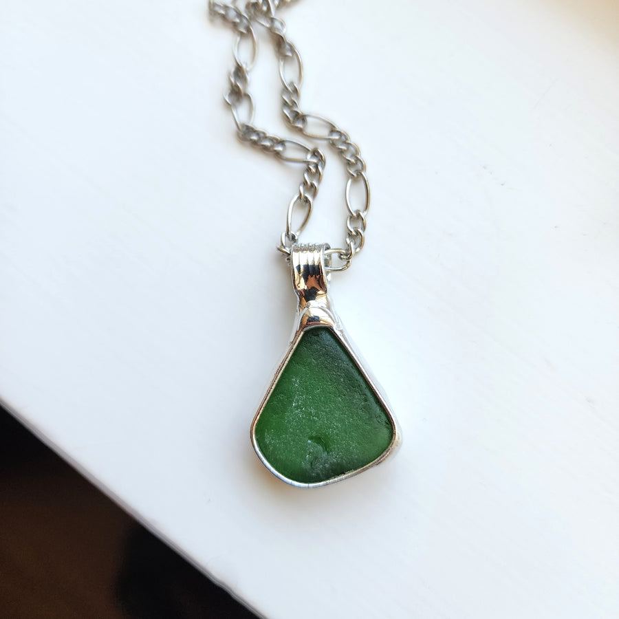 SOLD - Authentic Green Beach Glass Necklace