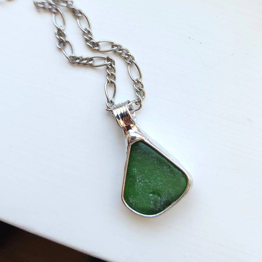 SOLD - Authentic Green Beach Glass Necklace