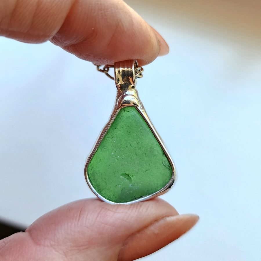 SOLD - Authentic Green Beach Glass Necklace