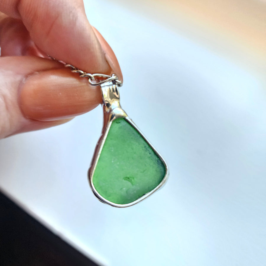 SOLD - Authentic Green Beach Glass Necklace