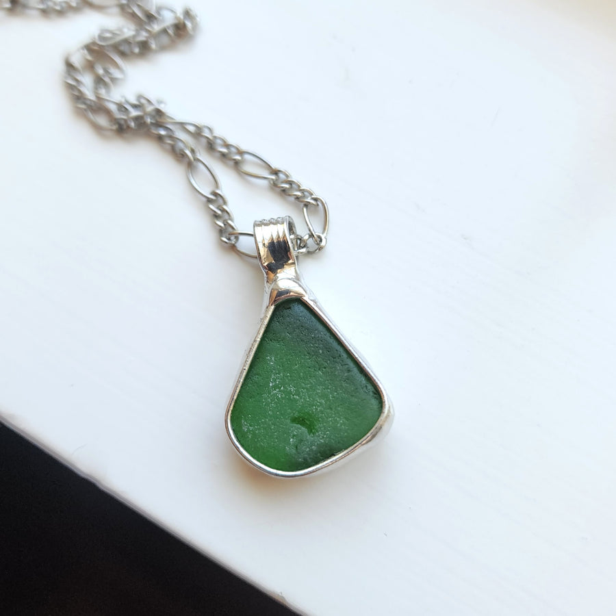 SOLD - Authentic Green Beach Glass Necklace