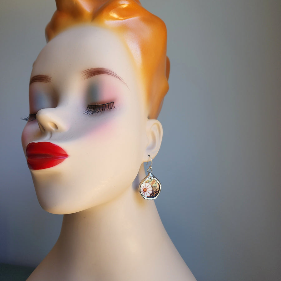 Broken China Earrings, Soft Solder Jewelry