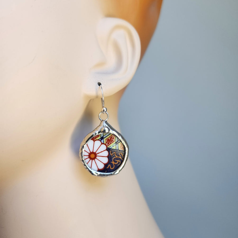 Broken China Earrings, Soft Solder Jewelry