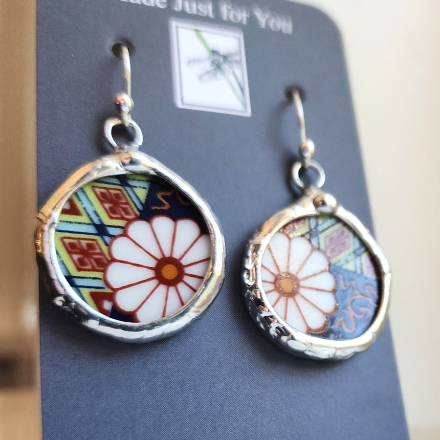 Broken China Earrings, Soft Solder Jewelry