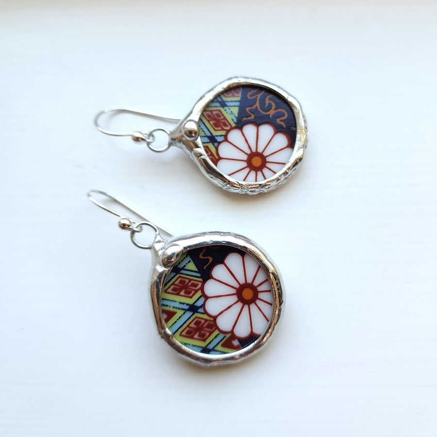 Broken China Earrings, Soft Solder Jewelry
