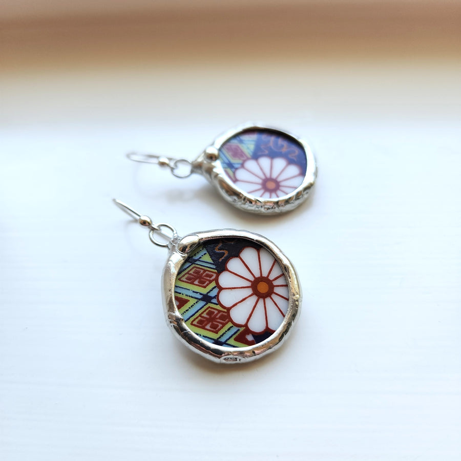 Broken China Earrings, Soft Solder Jewelry