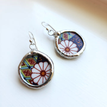Broken China Earrings, Soft Solder Jewelry