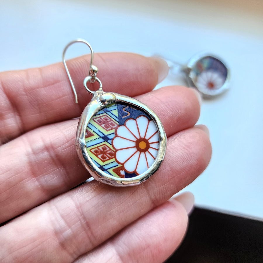 Broken China Earrings, Soft Solder Jewelry