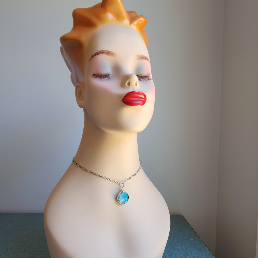 Clouds in the Sky Pendant Necklace, Small Round Agate Doublet