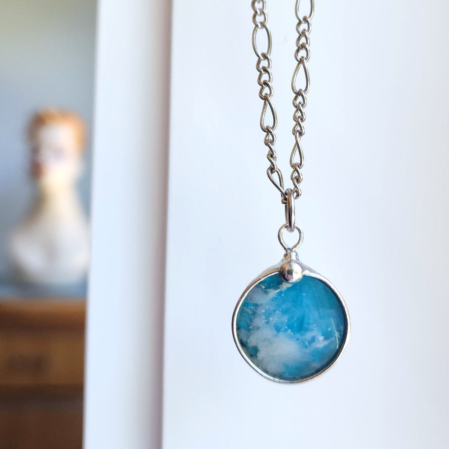Clouds in the Sky Pendant Necklace, Small Round Agate Doublet