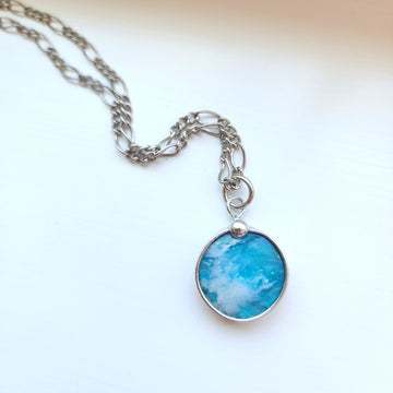 Clouds in the Sky Pendant Necklace, Small Round Agate Doublet