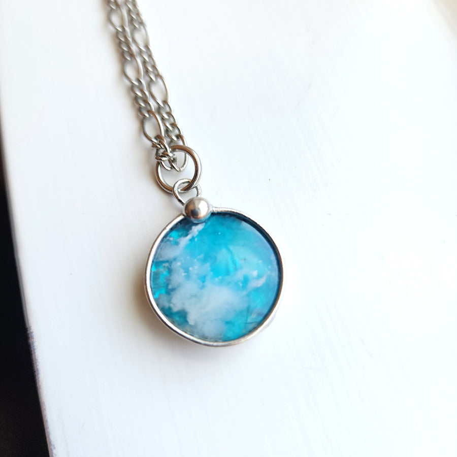 Clouds in the Sky Pendant Necklace, Small Round Agate Doublet