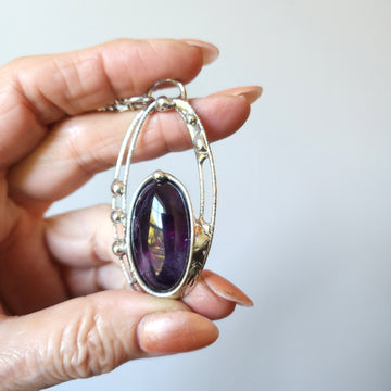 SOLD - Large Polished Amethyst Pendant Necklace for Women