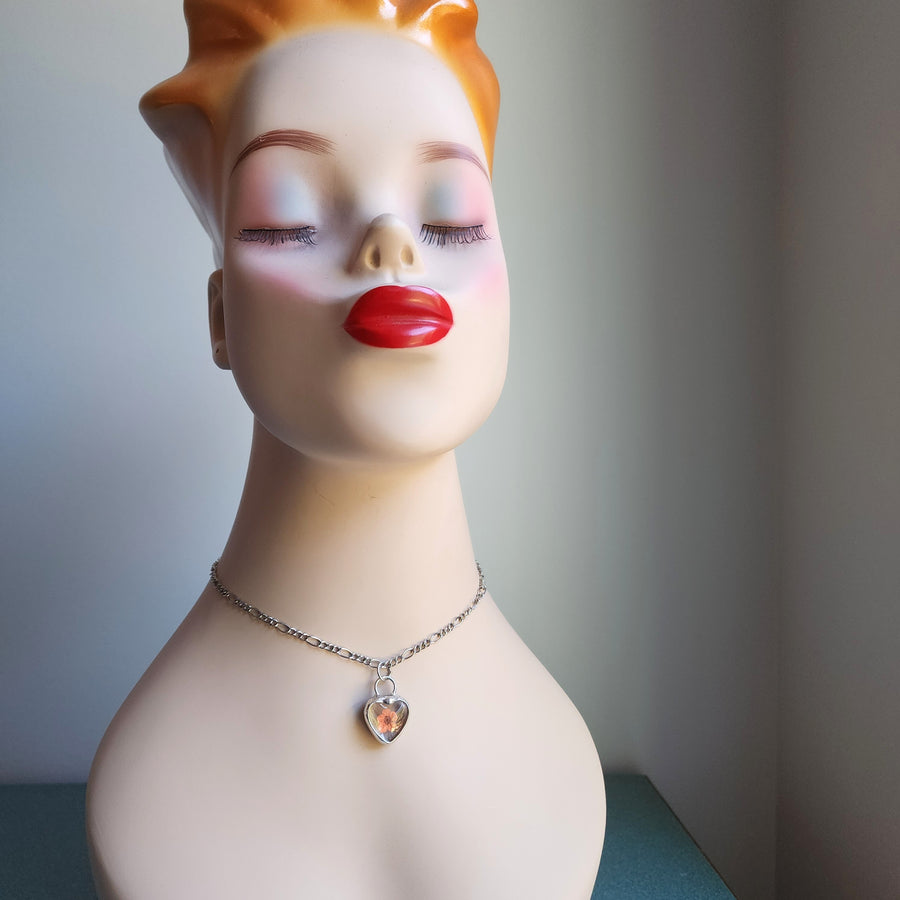 Pressed Flower Pendant Necklace, A Little Heart for Her