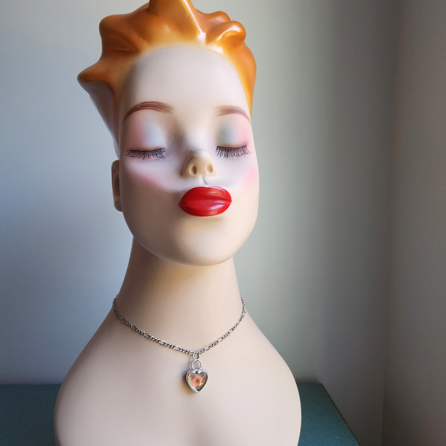 Pressed Flower Pendant Necklace, A Little Heart for Her