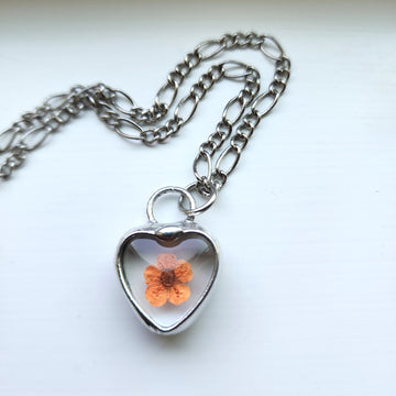Pressed Flower Pendant Necklace, A Little Heart for Her