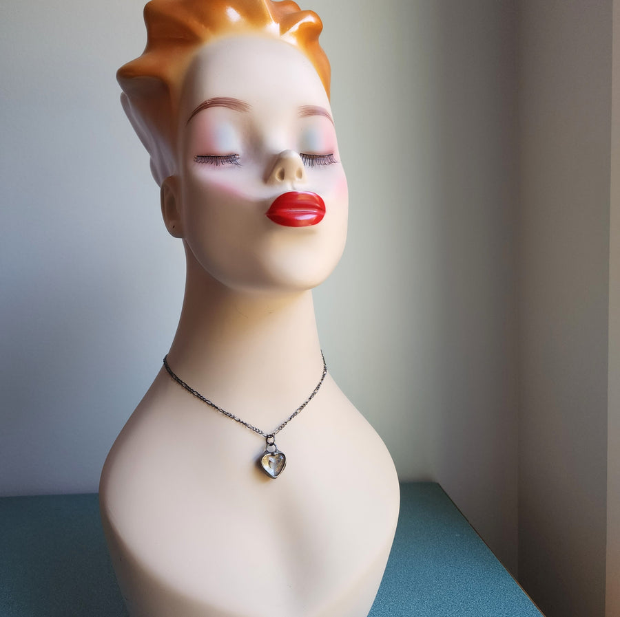 SOLD - Creepy but Cool, Real Tarantula Fangs in Little Heart Pendant Necklace