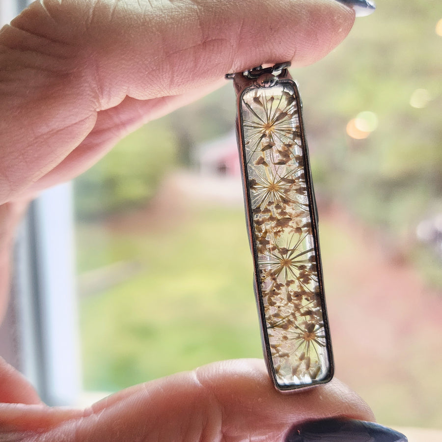 Unique Queen Anne's Lace Pendant Necklace for Women, Great 13th Anniversary Gift