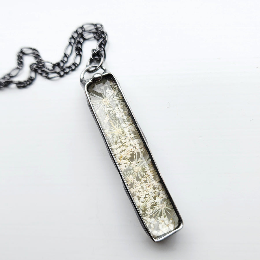 Unique Queen Anne's Lace Pendant Necklace for Women, Great 13th Anniversary Gift