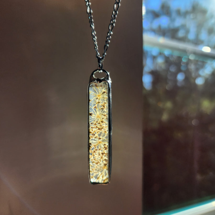 Unique Queen Anne's Lace Pendant Necklace for Women, Great 13th Anniversary Gift