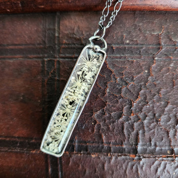 Unique Queen Anne's Lace Pendant Necklace for Women, Great 13th Anniversary Gift