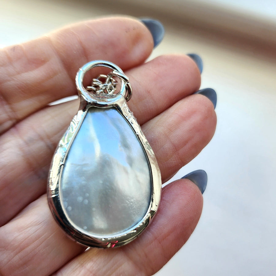 SOLD - Mother of Pearl with Labradorite Pendant Necklace for Women