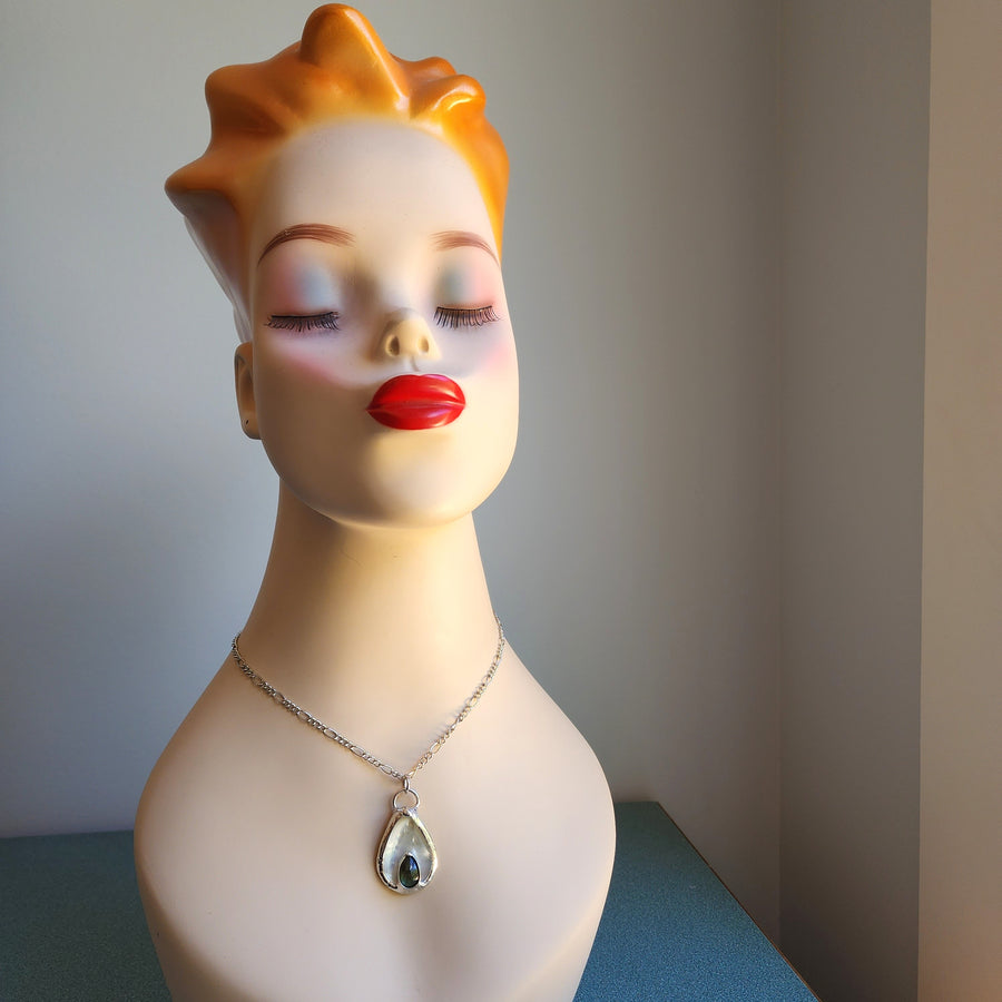 SOLD - Mother of Pearl with Labradorite Pendant Necklace for Women