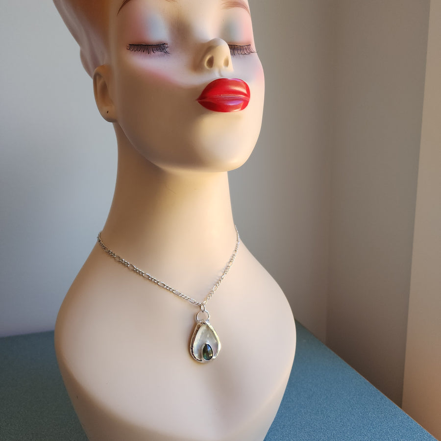 SOLD - Mother of Pearl with Labradorite Pendant Necklace for Women