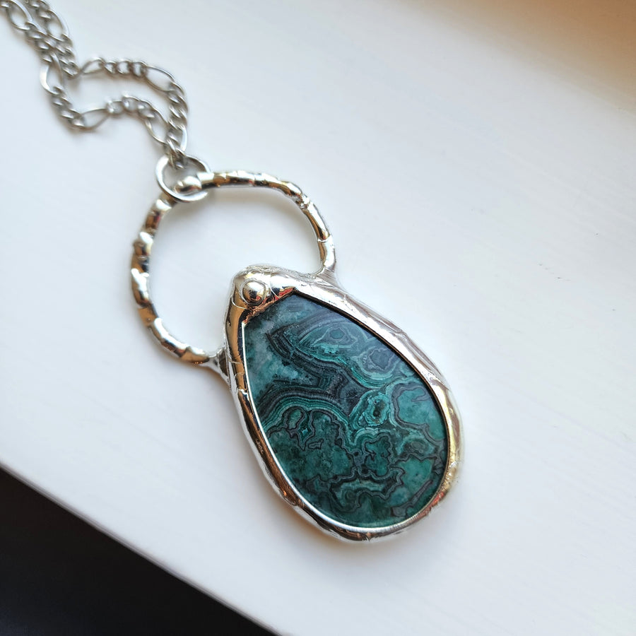 Large Teal Crazy Lace Agate Pendant
