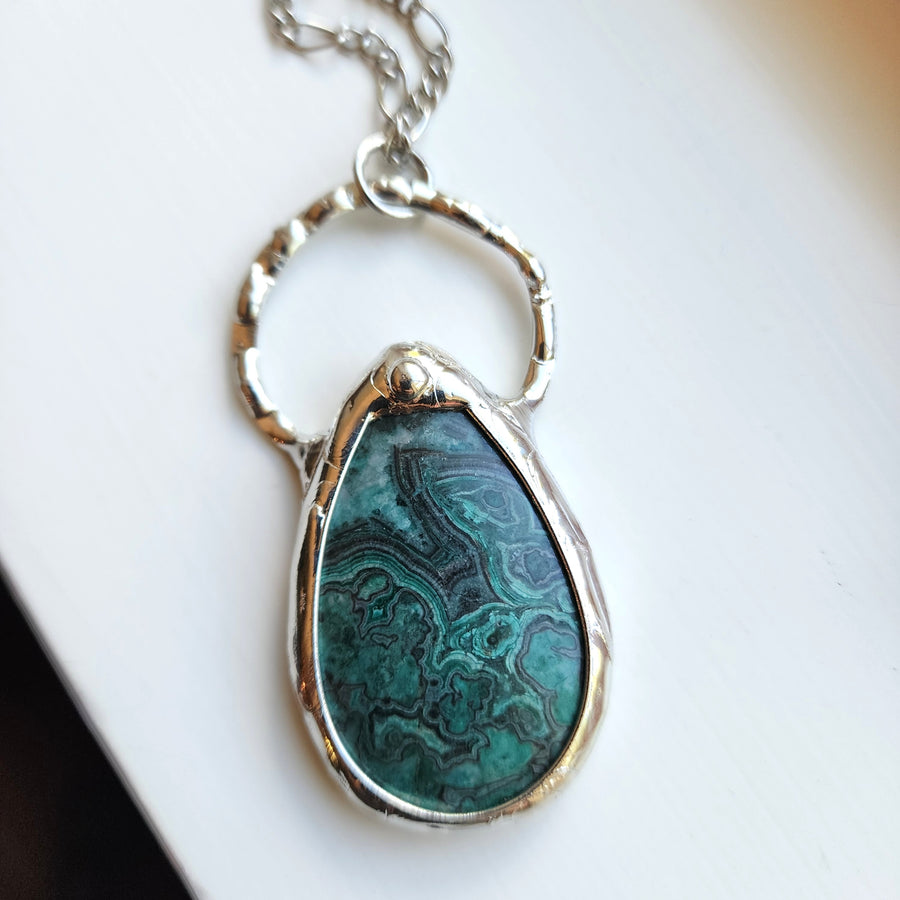 Large Teal Crazy Lace Agate Pendant