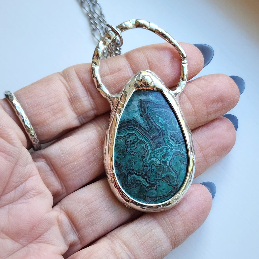 Large Teal Crazy Lace Agate Pendant