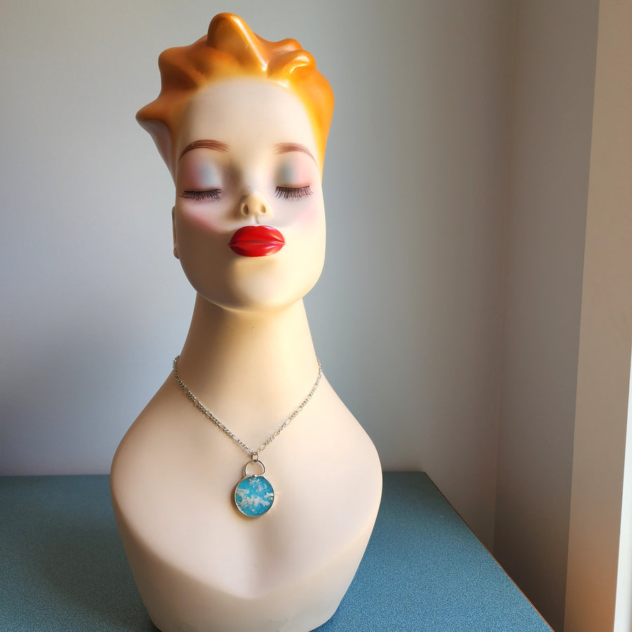 SOLD - Cloudy Sky Pendant, Agate Doublet Necklace for Women