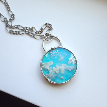 SOLD - Cloudy Sky Pendant, Agate Doublet Necklace for Women