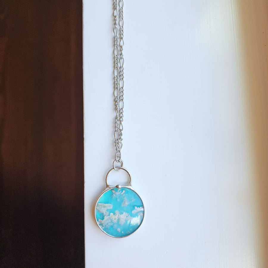 SOLD - Cloudy Sky Pendant, Agate Doublet Necklace for Women