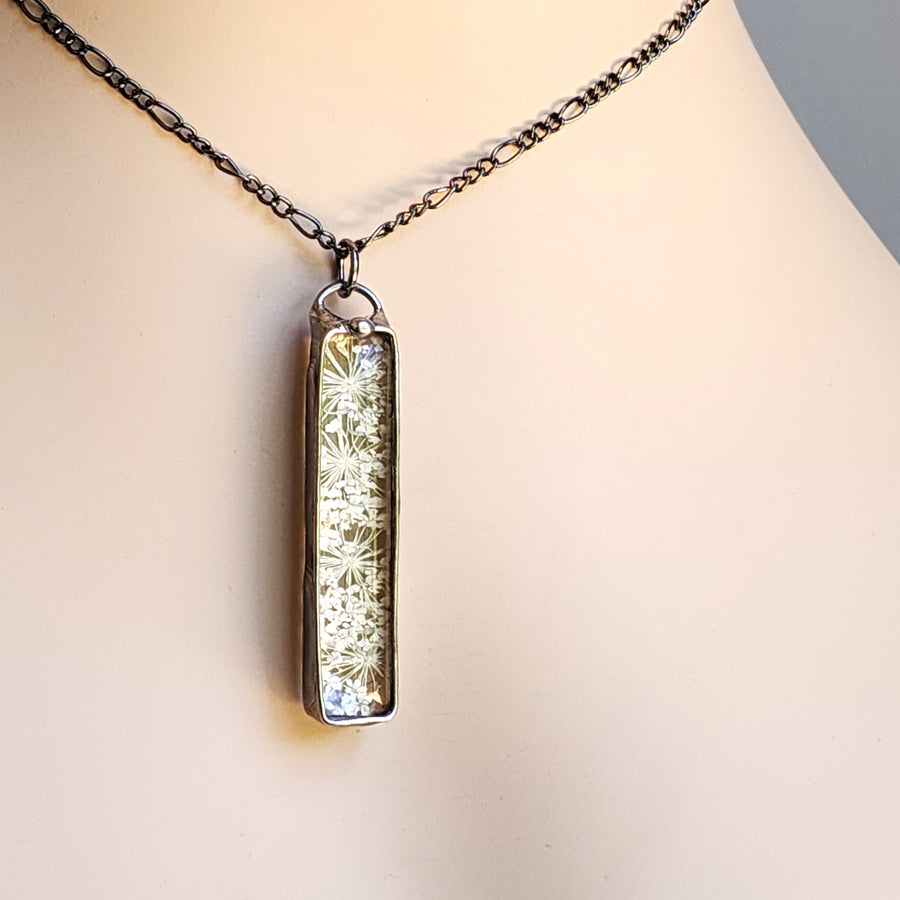 Unique Queen Anne's Lace Pendant Necklace for Women, Great 13th Anniversary Gift