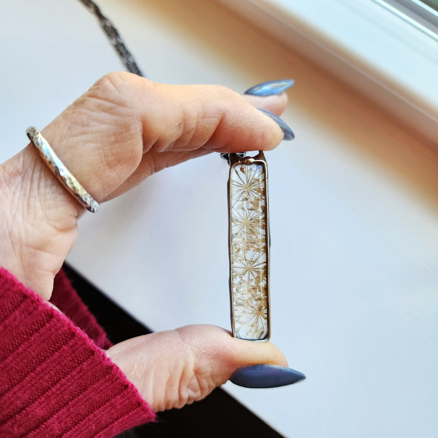 Unique Queen Anne's Lace Pendant Necklace for Women, Great 13th Anniversary Gift