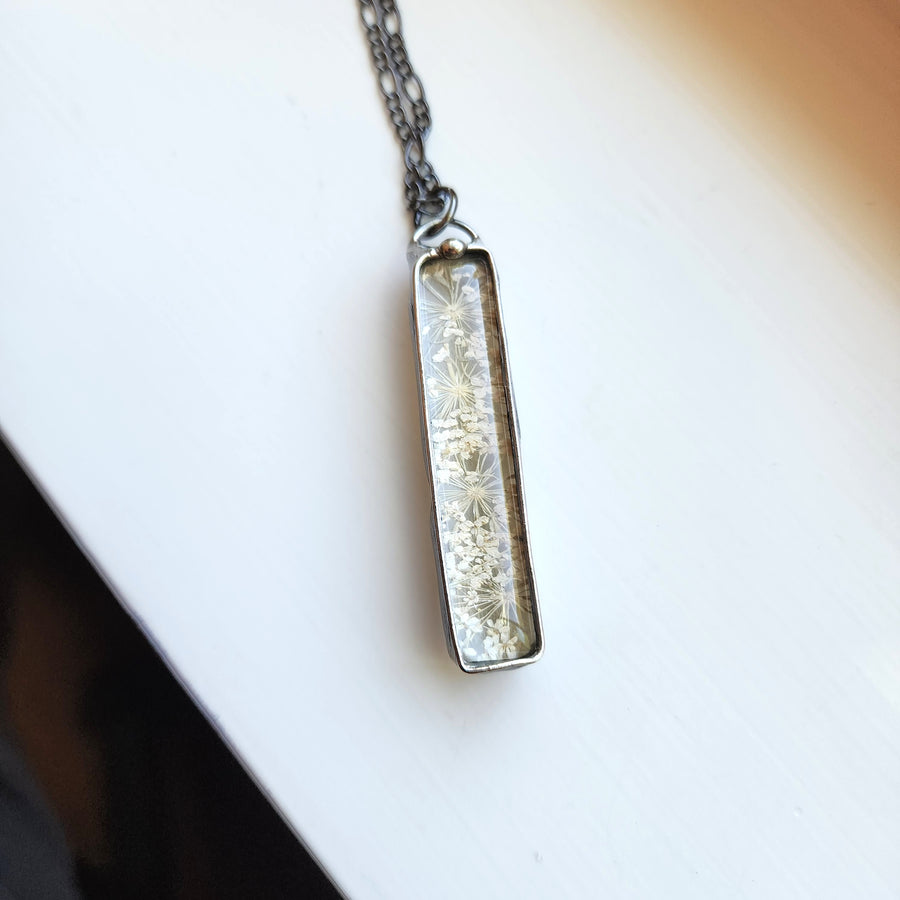 Unique Queen Anne's Lace Pendant Necklace for Women, Great 13th Anniversary Gift