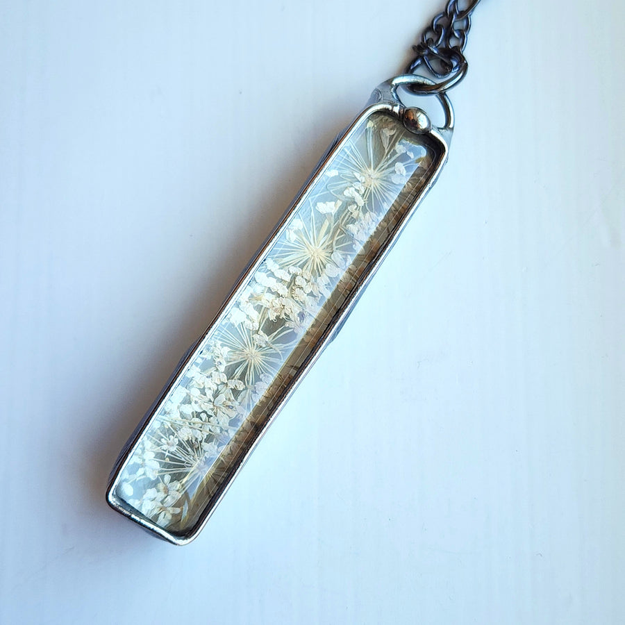 Unique Queen Anne's Lace Pendant Necklace for Women, Great 13th Anniversary Gift