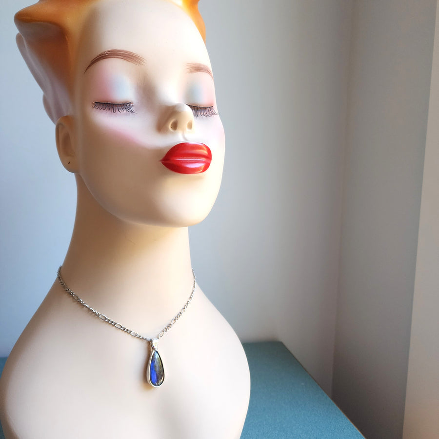 Dark Blue Labradorite Pendant Necklace
