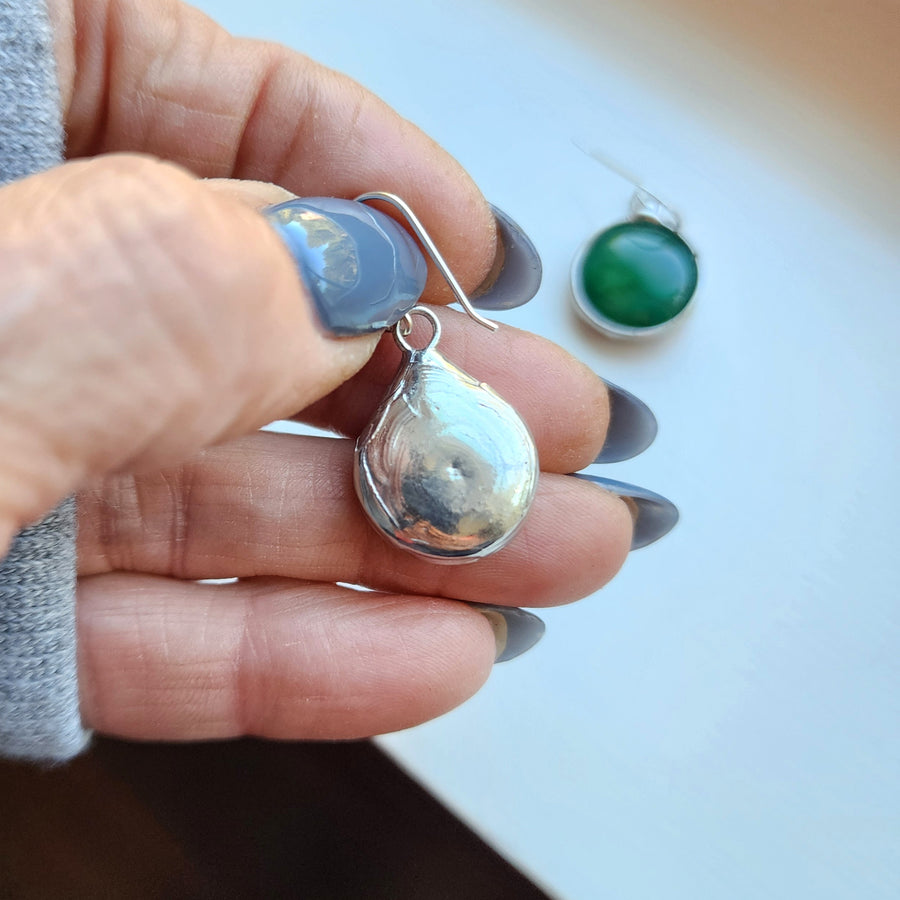 Dark Green Dragon Vein Agate Earrings for Women