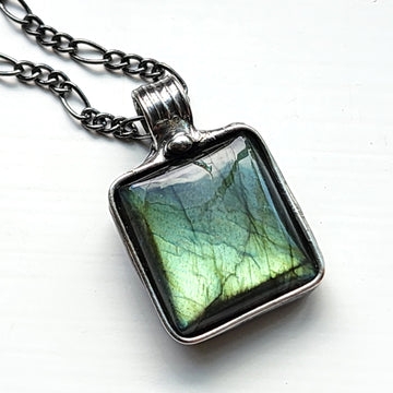 Square Labradorite Pendant Necklace for Men or Women