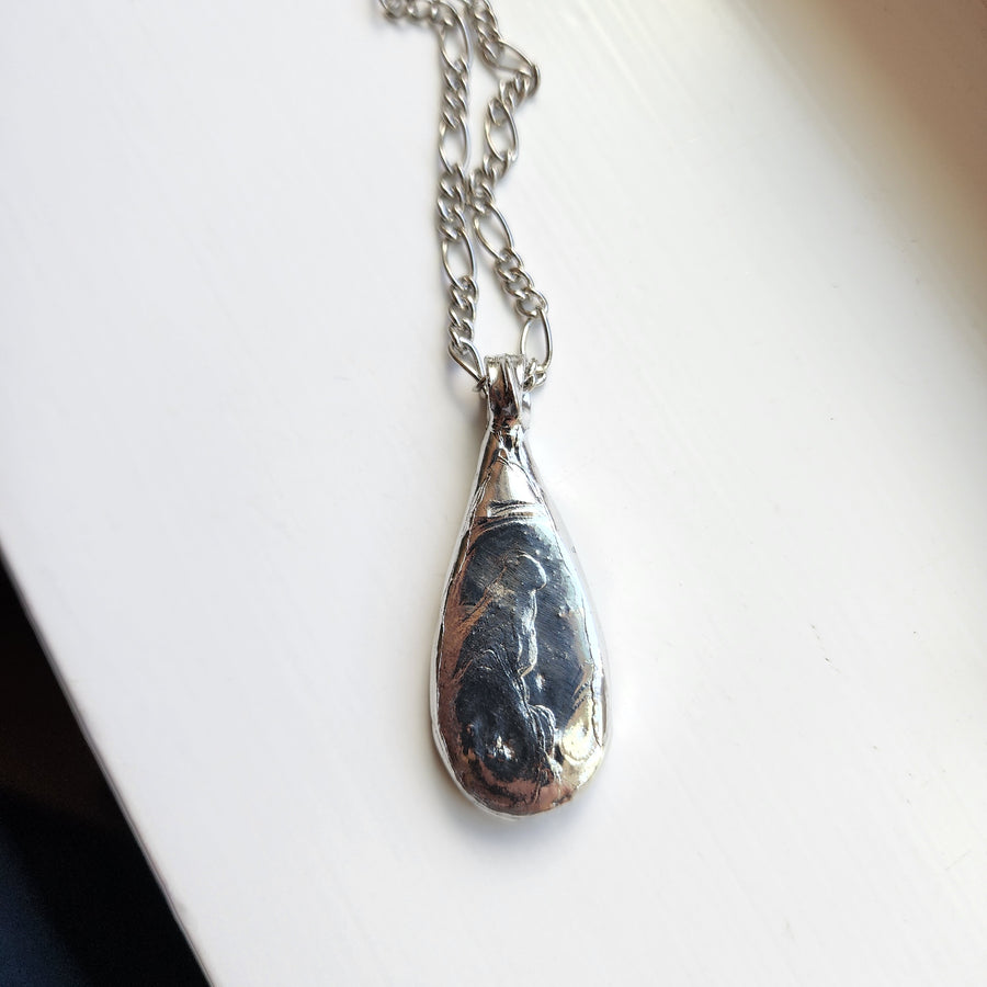 Cloudy Sky Blue Pear Agate Doublet Necklace for Women