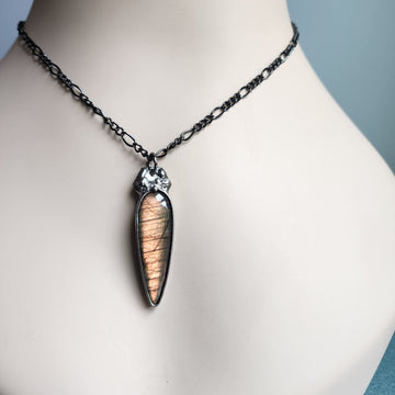 Golden Amber Labradorite Pendant Necklace