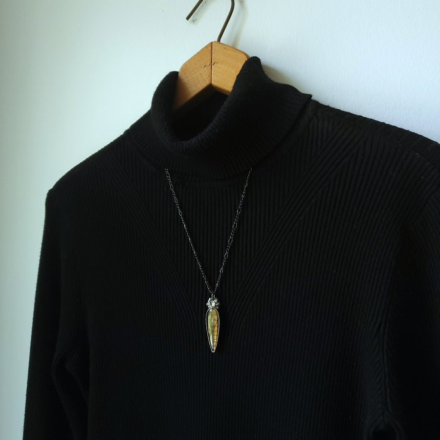 Golden Amber Labradorite Pendant Necklace