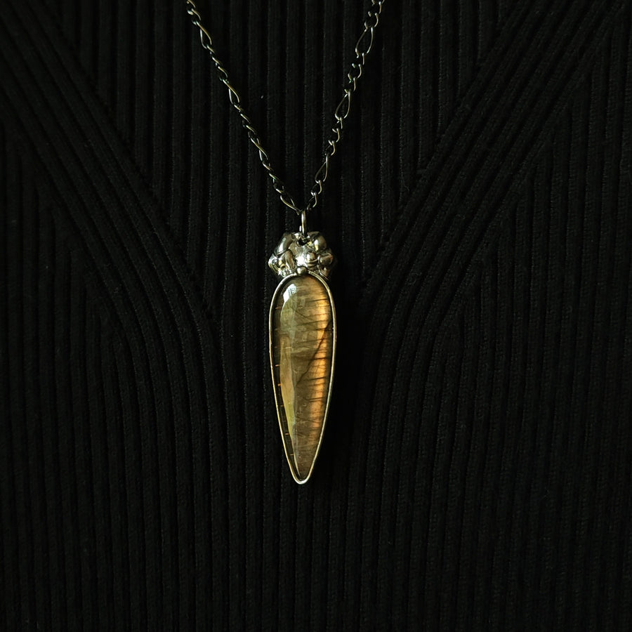 Golden Amber Labradorite Pendant Necklace