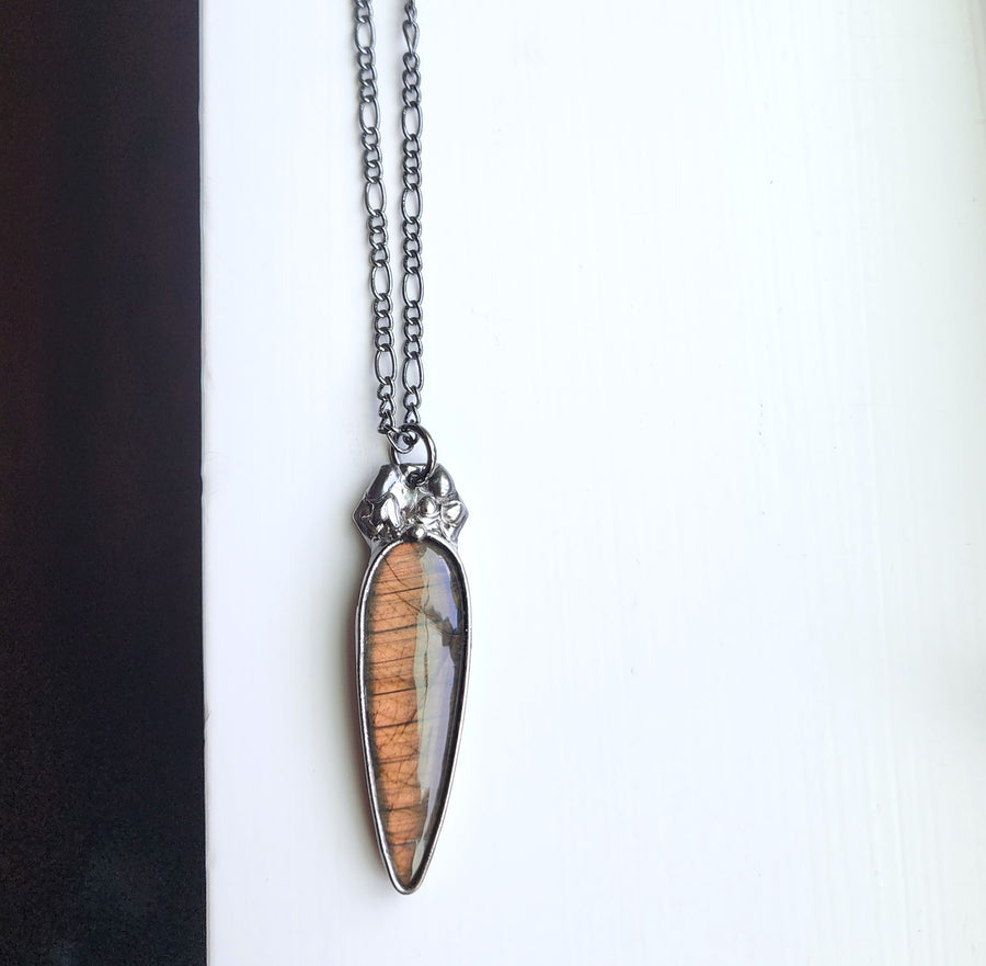 Golden Amber Labradorite Pendant Necklace